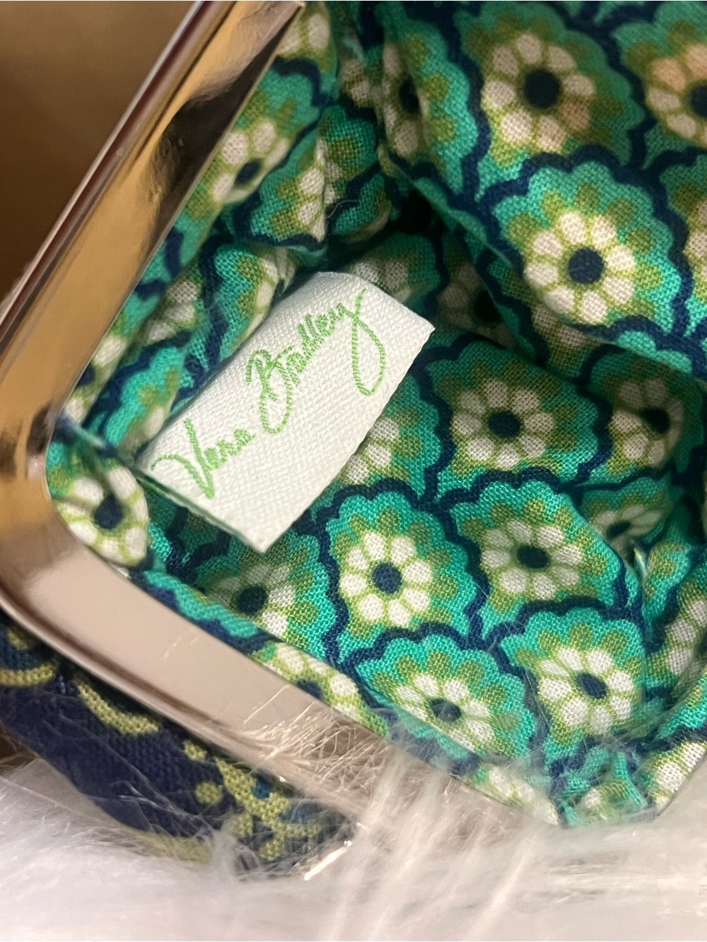 Vera Bradley Navy Floral Kiss-Lock Coin Purse with Teal & Lime Accents - Picture 5 of 9
